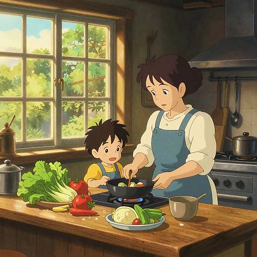 Cozy Studio Ghibli Kitchen Scene