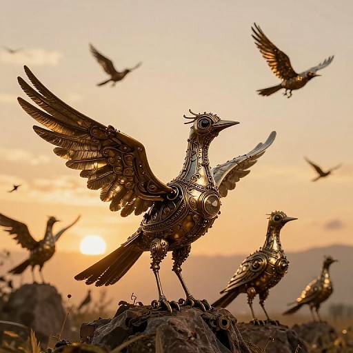 Steampunk Birds at Twilight