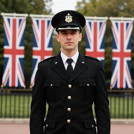 Confident Man in Military Uniform Outdoors