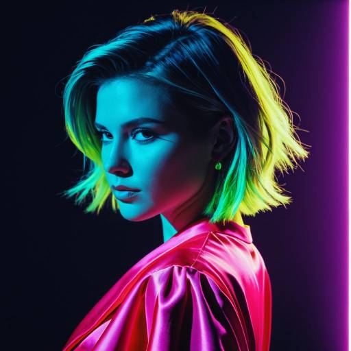 Woman with Short Mullet Hairstyle and Satin Gown