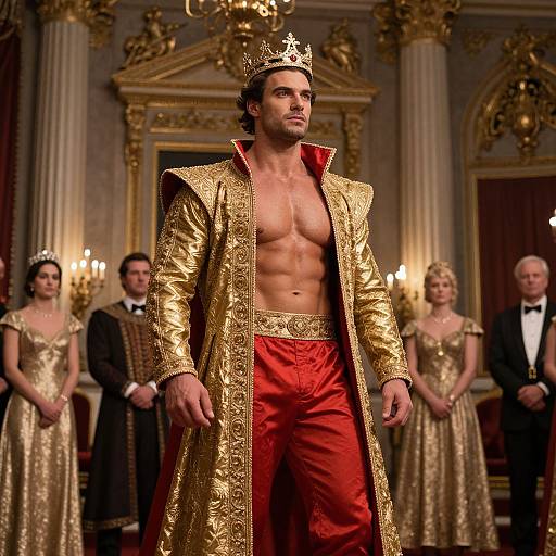 Regal Muscular Man in Opulent Attire