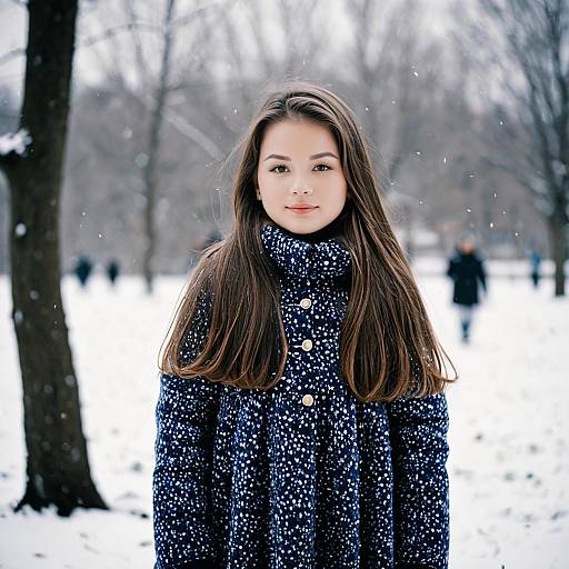 Young Girl in Winter Coat Outdoors