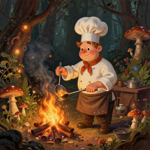 Whimsical Fantasy Chef in Enchanted Forest