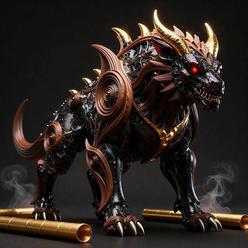 Obsidian Minotaur with Molten Gold
