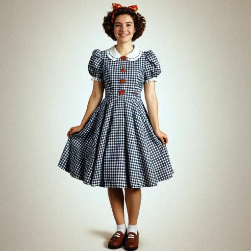 Smiling Girl in Vintage Gingham Dress