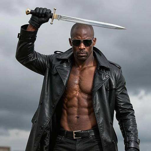 Intense Portrait of a Muscular Man