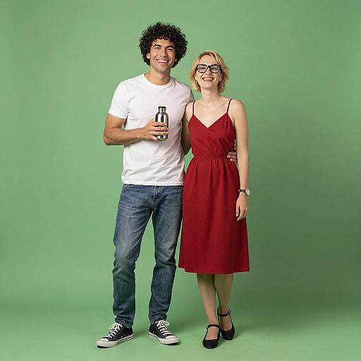 Joyful Couple in Casual Attire