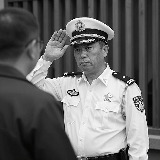 Vintage Police Officer in Black-and-White