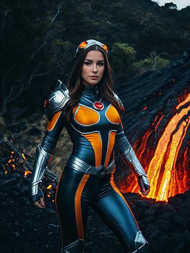 Photorealistic Woman in Lavagirl Costume