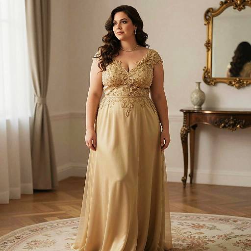 Elegant Gold Plus Size Bridesmaid Dress