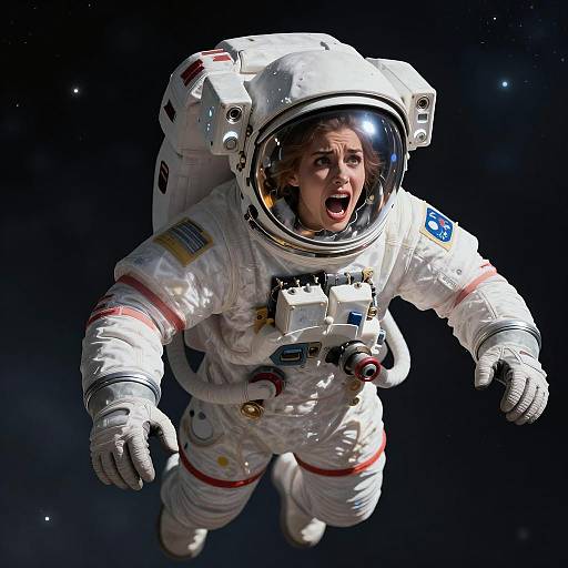 Female Astronaut Screaming in Space Suit
