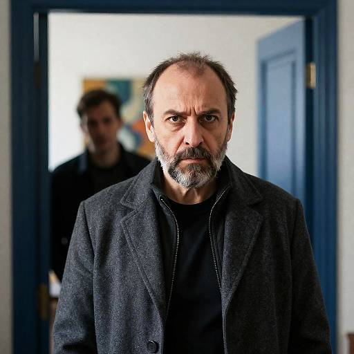 Intense Portrait of Two Men with Art