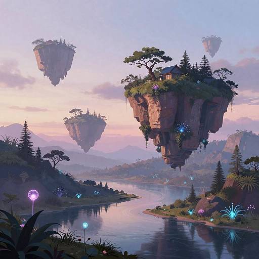 Surreal Pastel Twilight Landscape