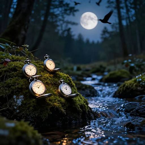 Luminous Pocket Watches in Forest