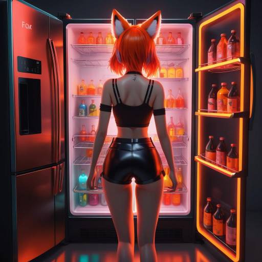 Anime Girl Looking Into Refrigerator