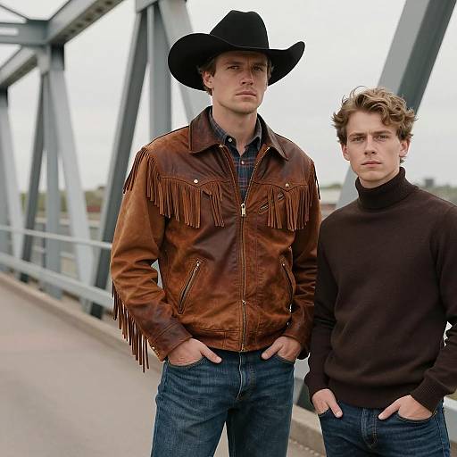Two Men on Industrial Bridge