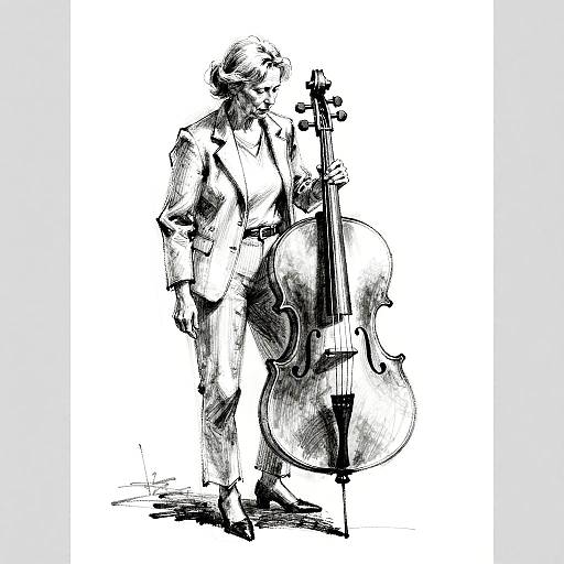 Gestural Charcoal Sketch of Cellist
