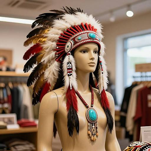 Mannequin with Native American Headdress