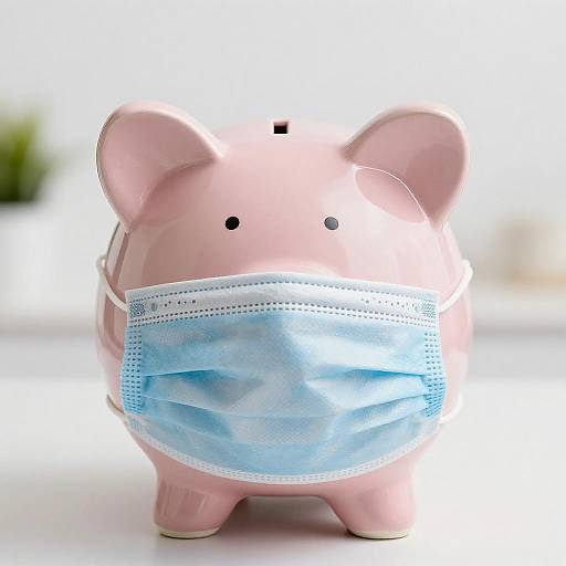 Pink Piggy Bank with Surgical Mask