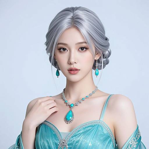 Elegant Silver-Haired Fantasy Woman