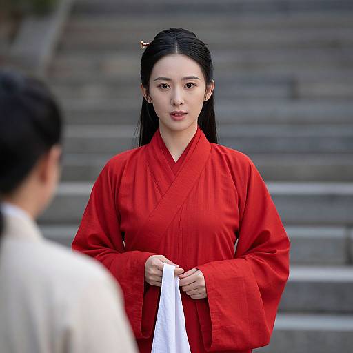 Woman in Traditional Red Attire