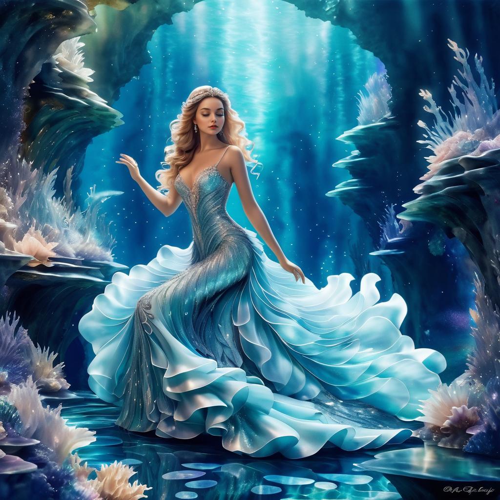 Enchanting Mermaid in Seashell Gown