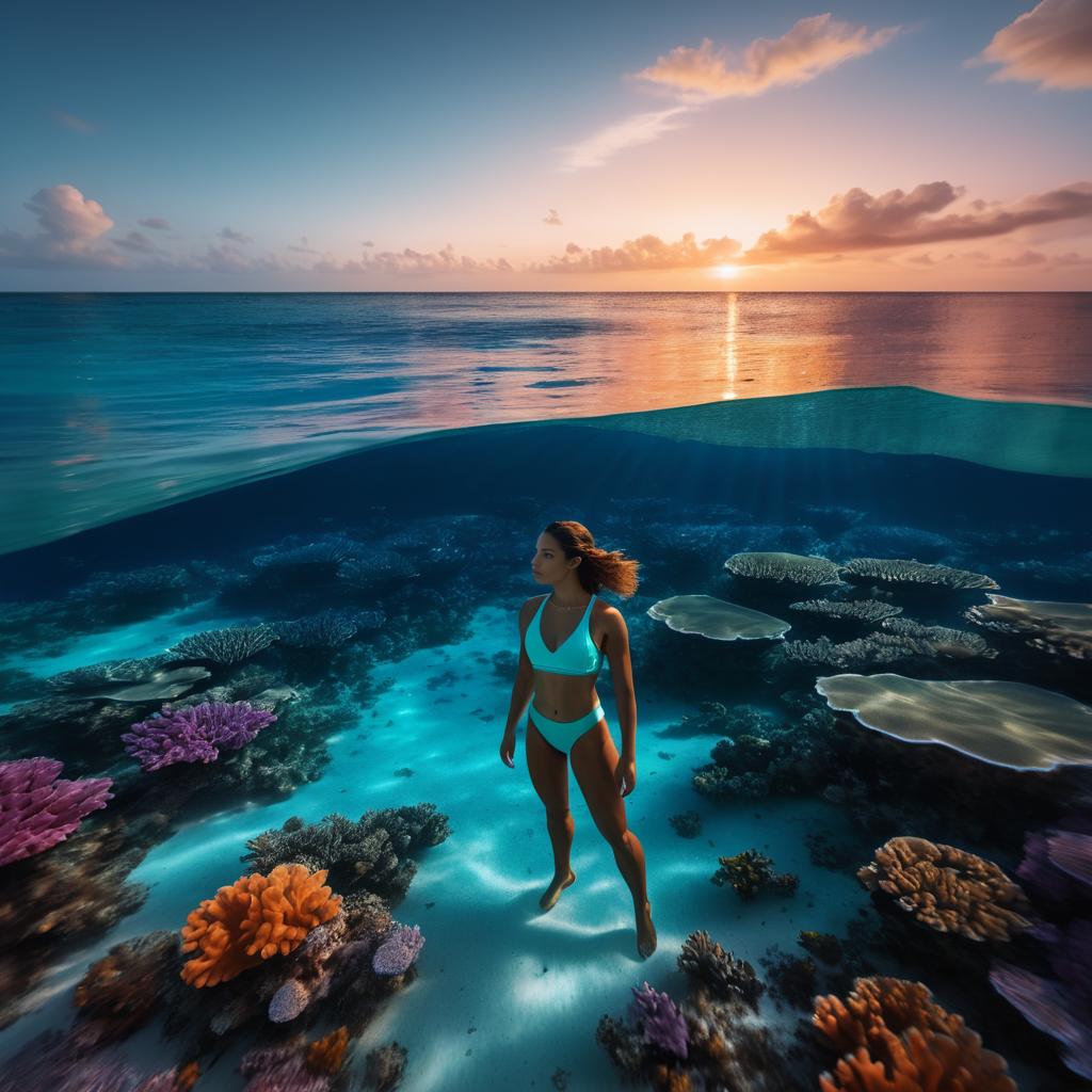 Lone Swimmer Amidst Vibrant Coral Reef