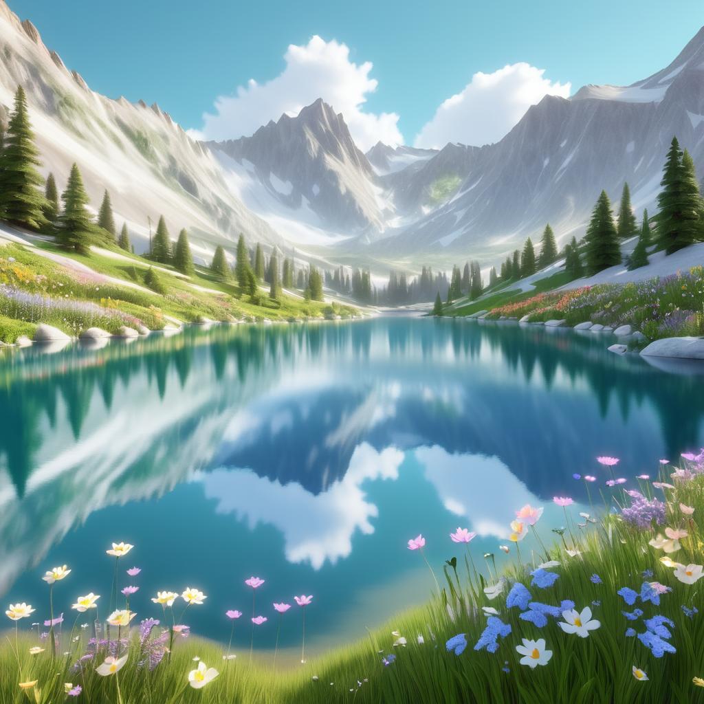 Tranquil Mountain Lake Illustration