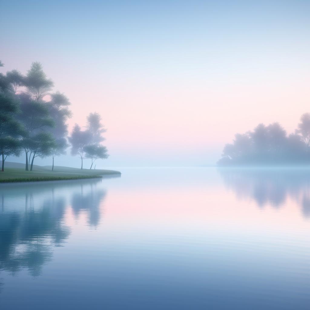 Serene Dawn Lake with Misty Reflections