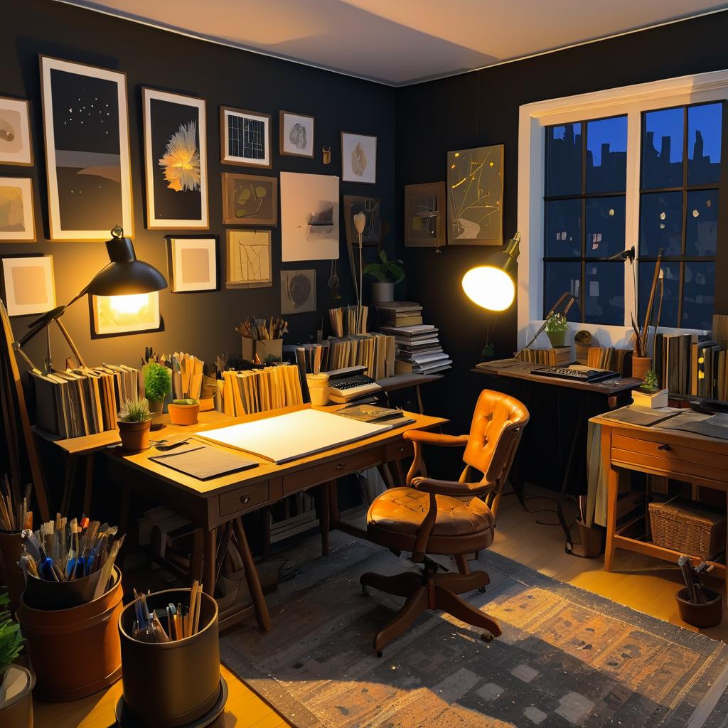 Cozy Nighttime Artist's Studio Vibes