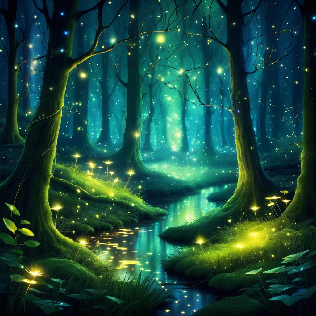 Enchanting Forest Glade with Fireflies