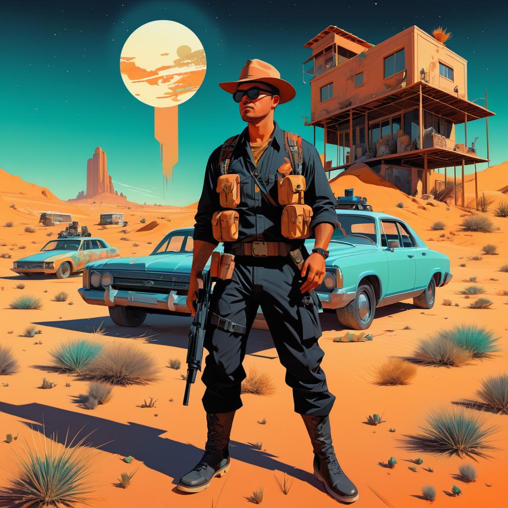 Zombie Hunter in Post-Apocalyptic Desert