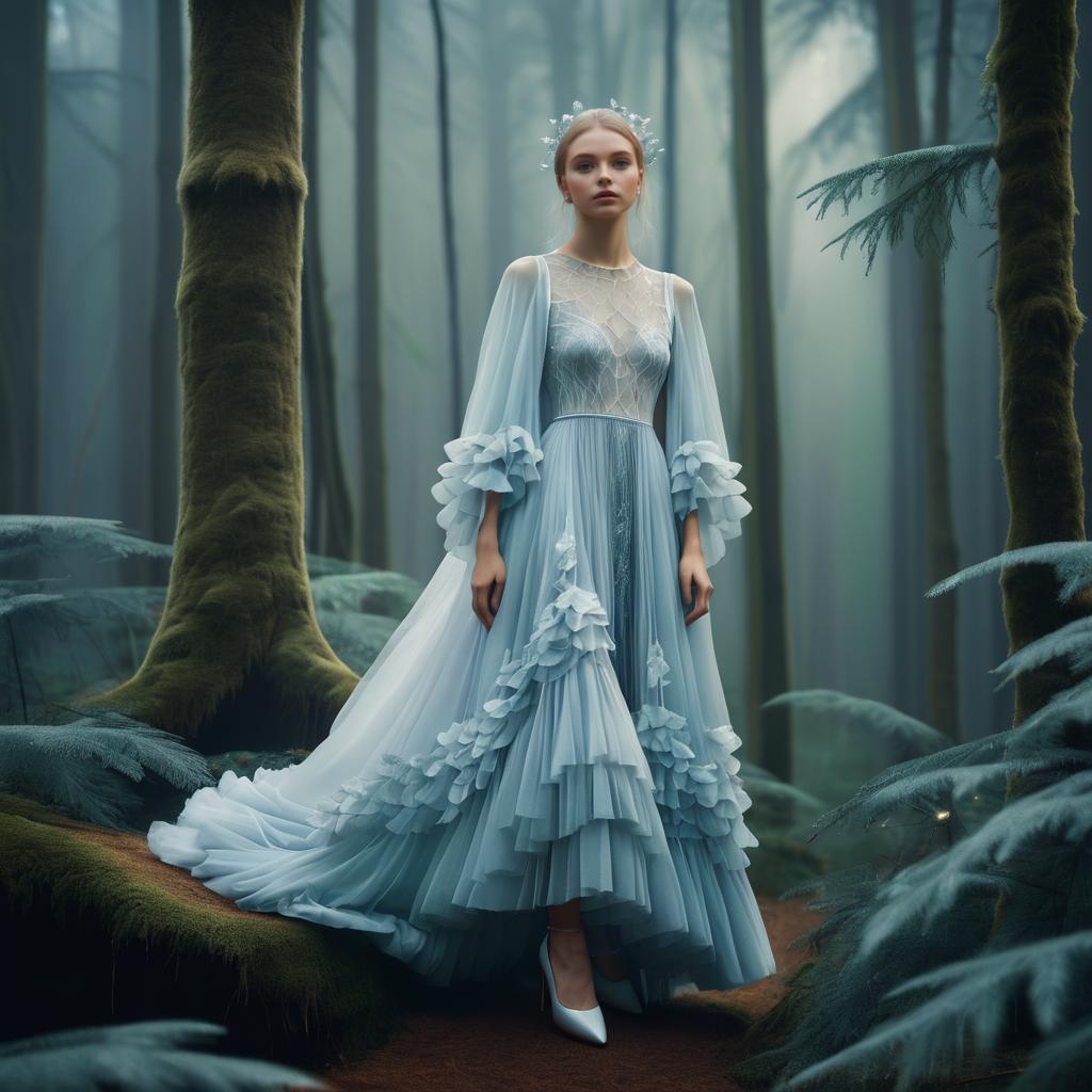 Ethereal Fashion Portrait in Mystical Forest