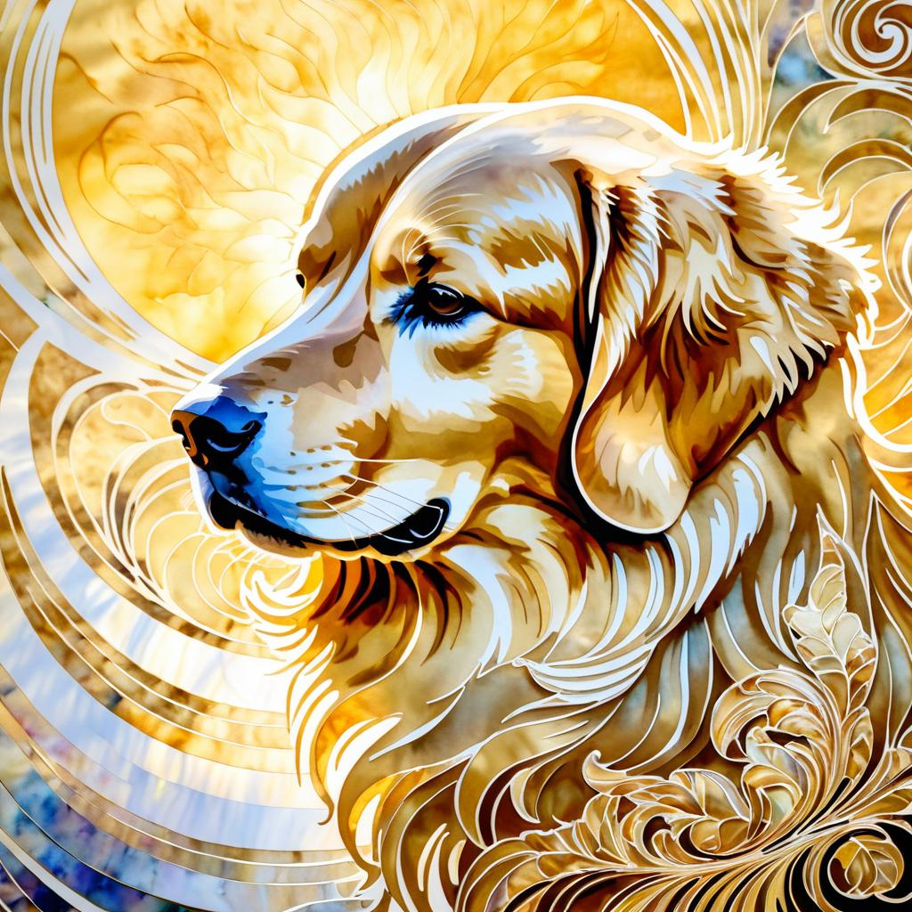 Majestic Golden Retriever Deity in Art