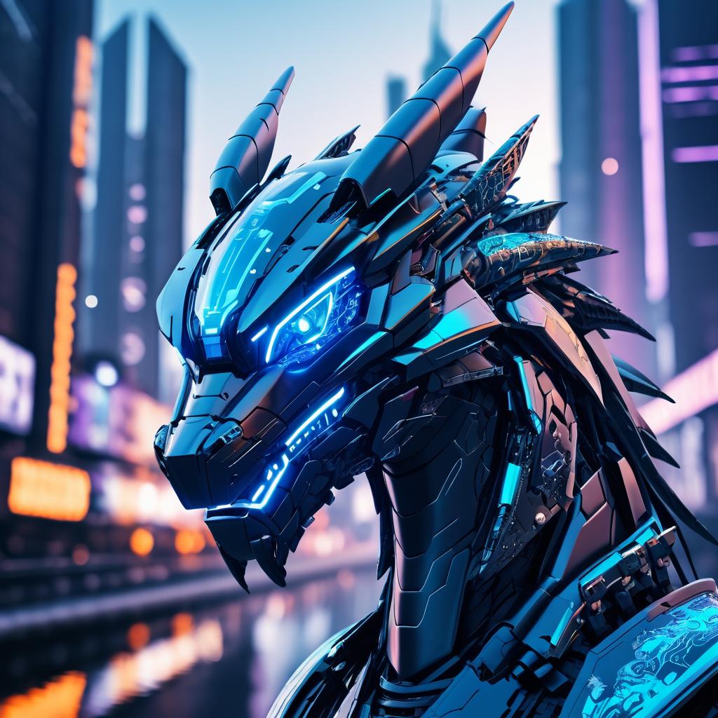 Cyberpunk Robotic Dragon Portrait