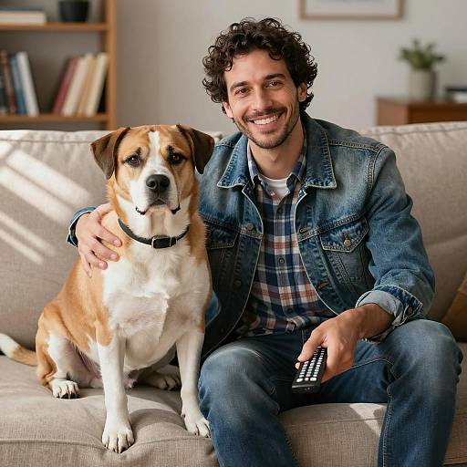 Cozy Living Room Scene with Dog