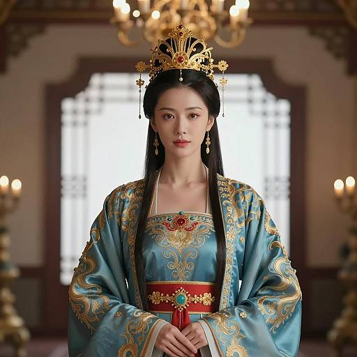 Regal Asian Woman in Elegant Costume