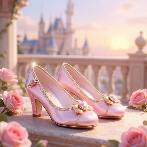 Princess Peach's Elegant Shoes at Sunset