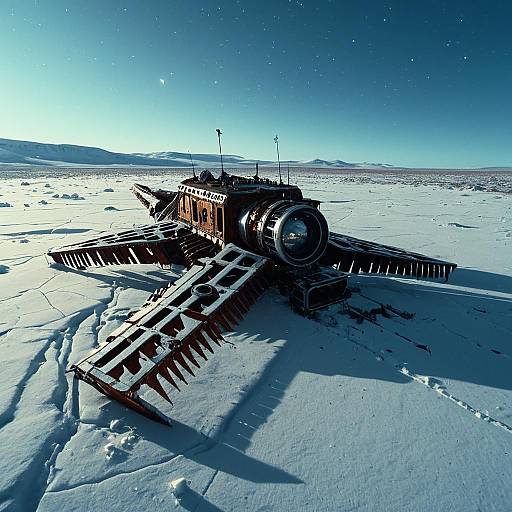 Crashed Satellite in Frozen Tundra