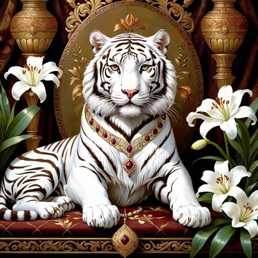 Elegant White Tiger in Renaissance Style
