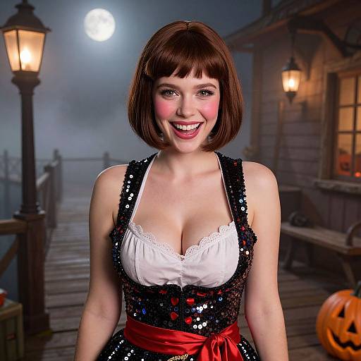 Joyful Pirate Costume Halloween Scene