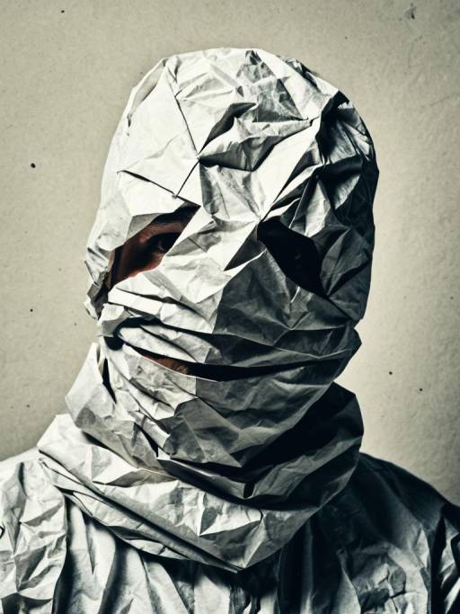 Photorealistic Close-Up of Crumpled Paper Costume