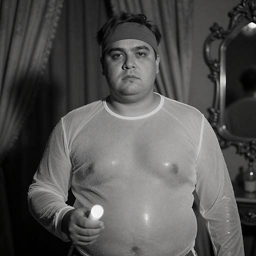 Beaded Shirt Portrait with Glowing Artifact