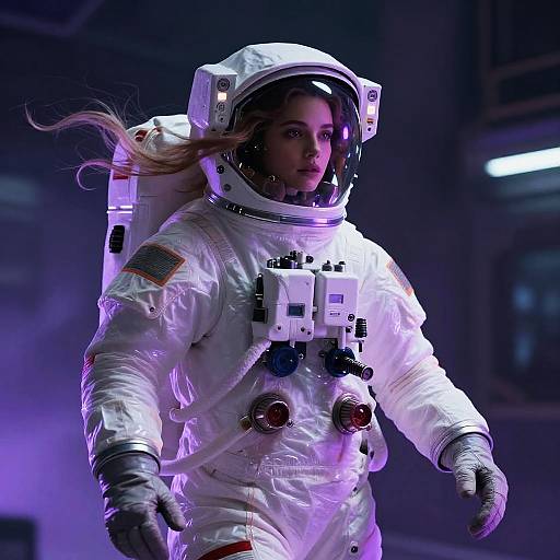 Ethereal Female Astronaut in Retrofuturistic Suit