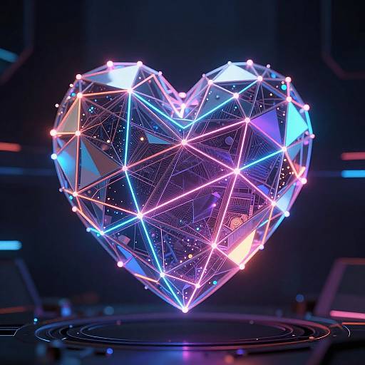 Futuristic Geometric Neon Heart