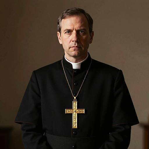 Dramatic Portrait of a Catholic Priest