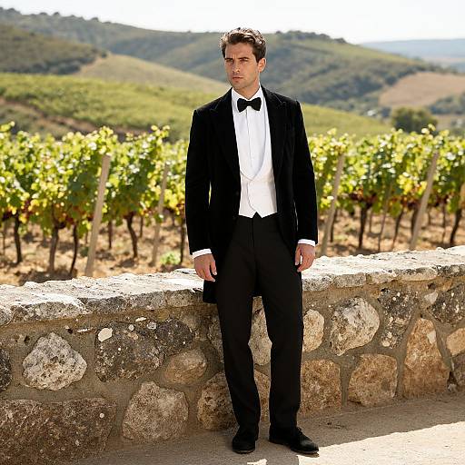Elegant Man in Vineyard Setting