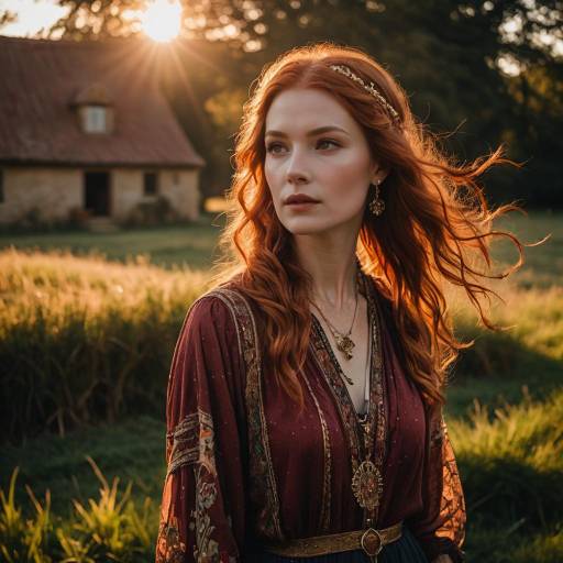 Elegant Bohemian Woman in Golden Hour
