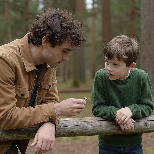 Father and Son at the Forest Fence