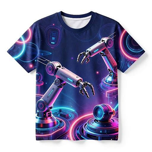 Futuristic Neon Robotic T-Shirt Design